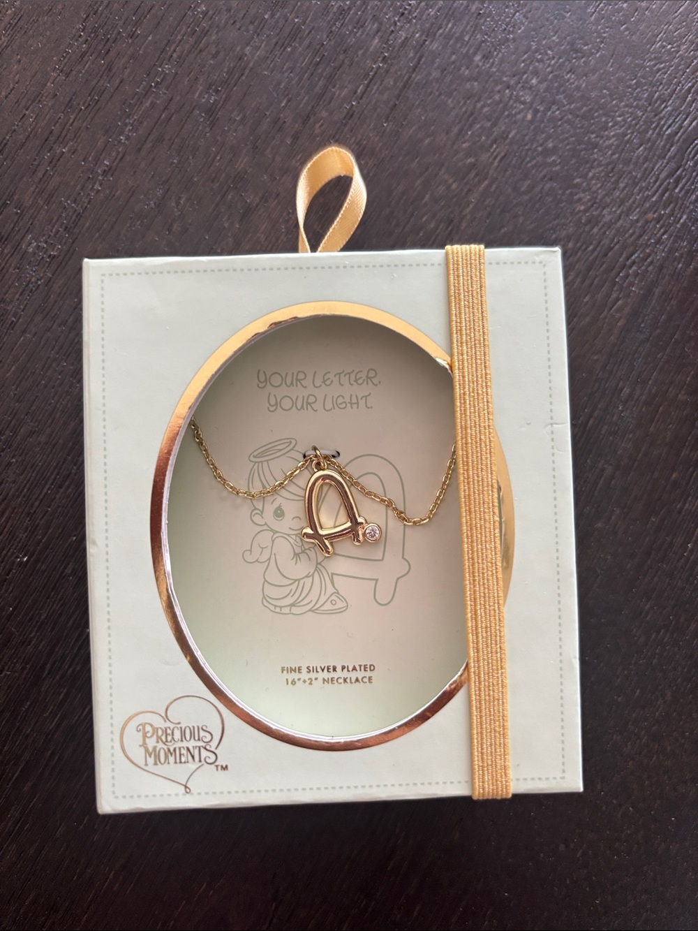 Precious Moments Gold Letter 'A' Pendant Necklace with Clear Crystal Accent